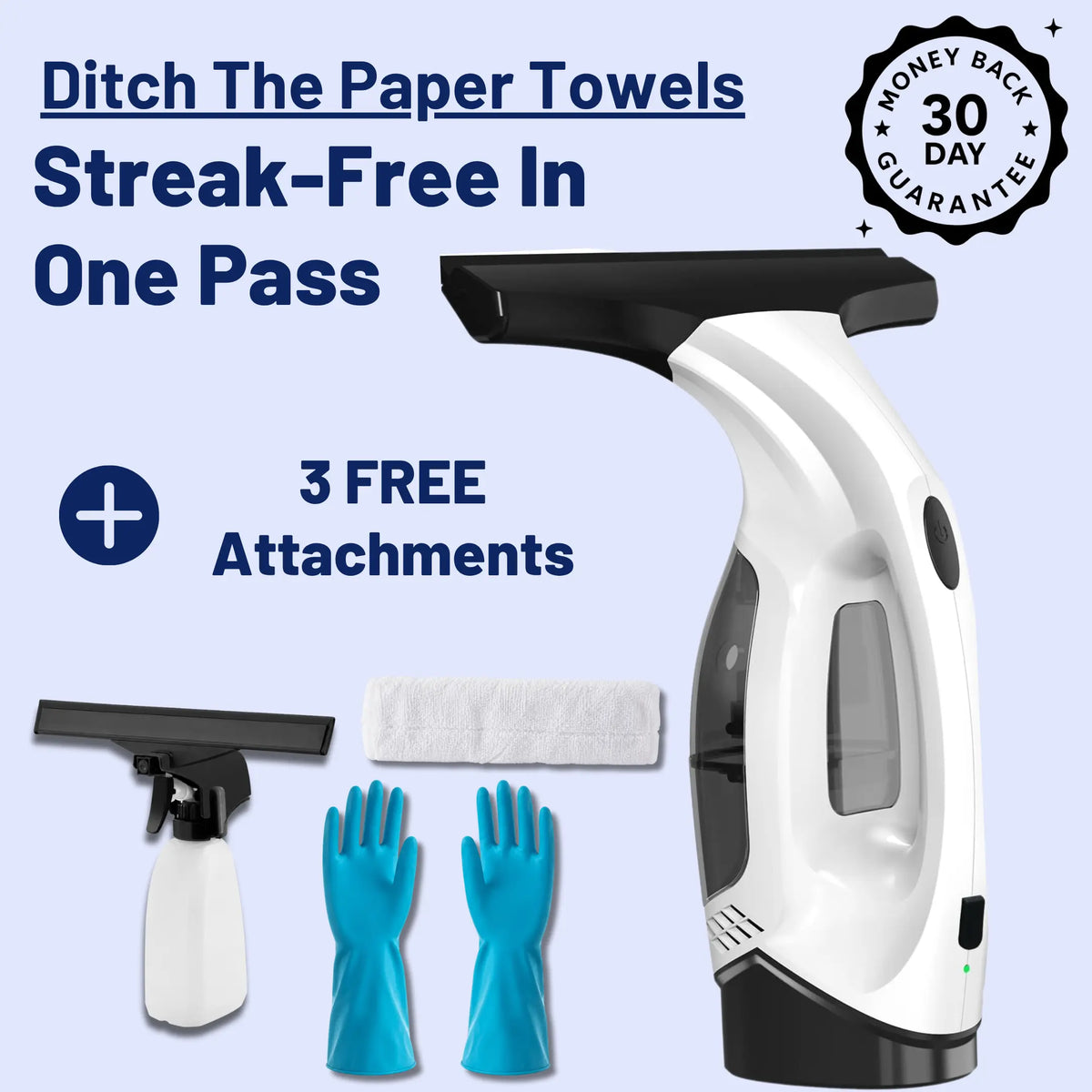 Cordless Window Vacuum — Streak-Free in One Pass SteamWell